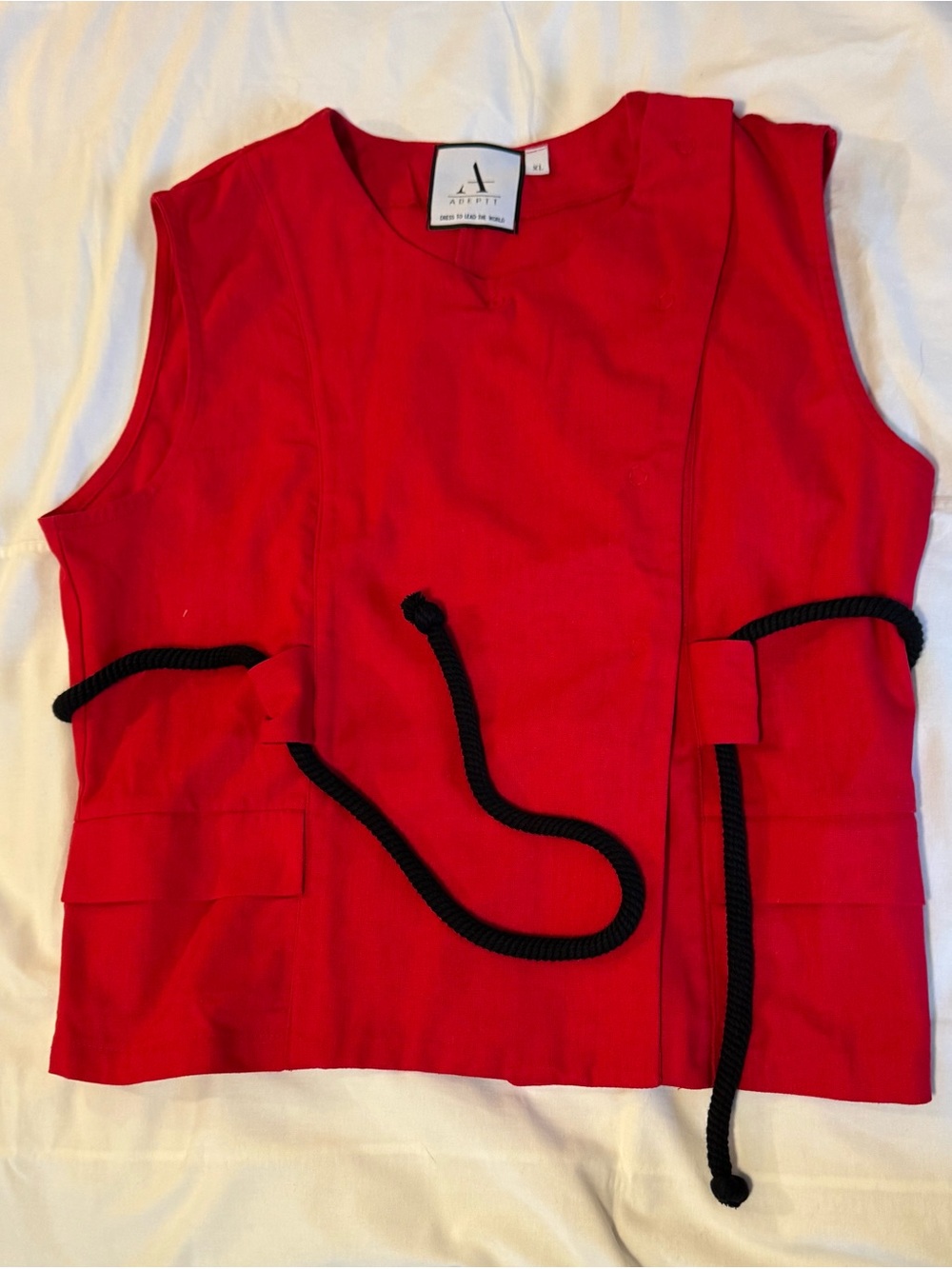 Adeptt Red Tie-Waist Vest, NWOT